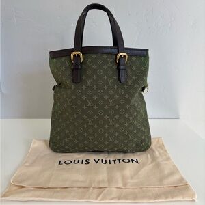 Auth VTG LOUIS VUITTON Green Monogram Canvas Bag